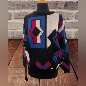 Vintage Zeppelin sweater black blue purple white size medium style 95171